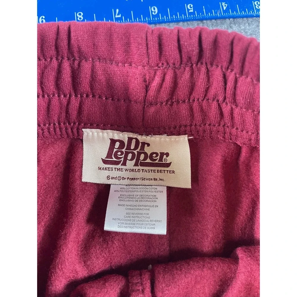 Dr Pepper Womens Maroon Lounge Set Crop Top and Wide Leg Sweatpants Size Medium